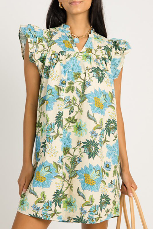Casual Flutter Sleeve Floral Dress