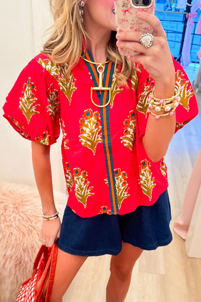 Floral Print Puff Sleeve Top