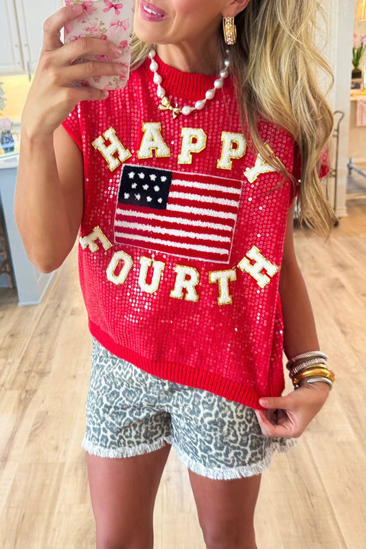 Sequin Patchwork Sweater Vest Top