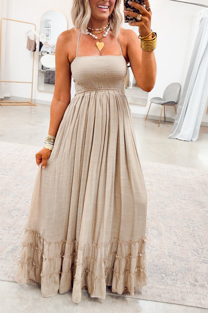 Smocked Halter Maxi Dress