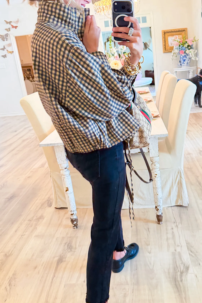 Black And Tan Gingham Jacket