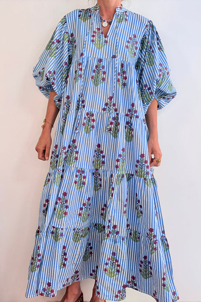Floral Tiered Balloon Sleeve Dress