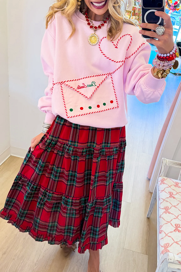 Red Tartan Tiered Ruffle Skirt