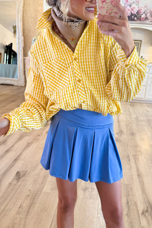 Gingham Long Sleeve Button Up Top