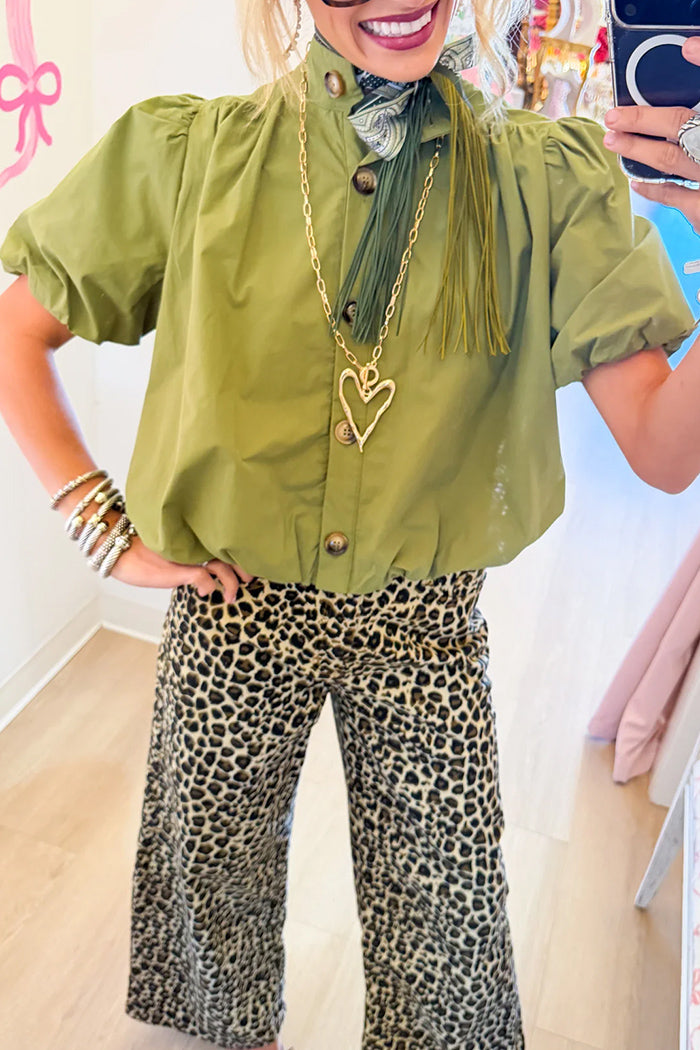 Puff Sleeve Bubble Hem Top