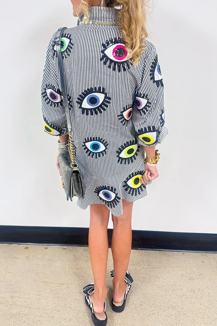 Black And White Striped Eye Dress