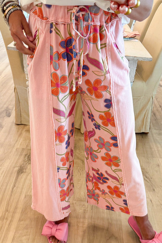 Pink Mix Floral Terry Pants