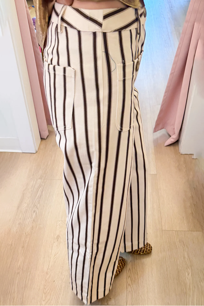 Brown White Stripe Pants