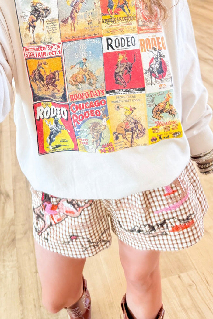 Brown Gingham Western Pocket Shorts