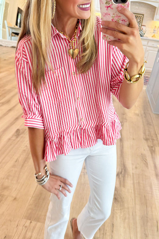 Stripe Ruffle Hem Top
