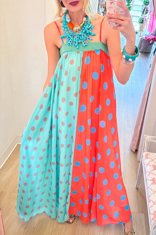 Multi Polka Dot Pattern Maxi Dress