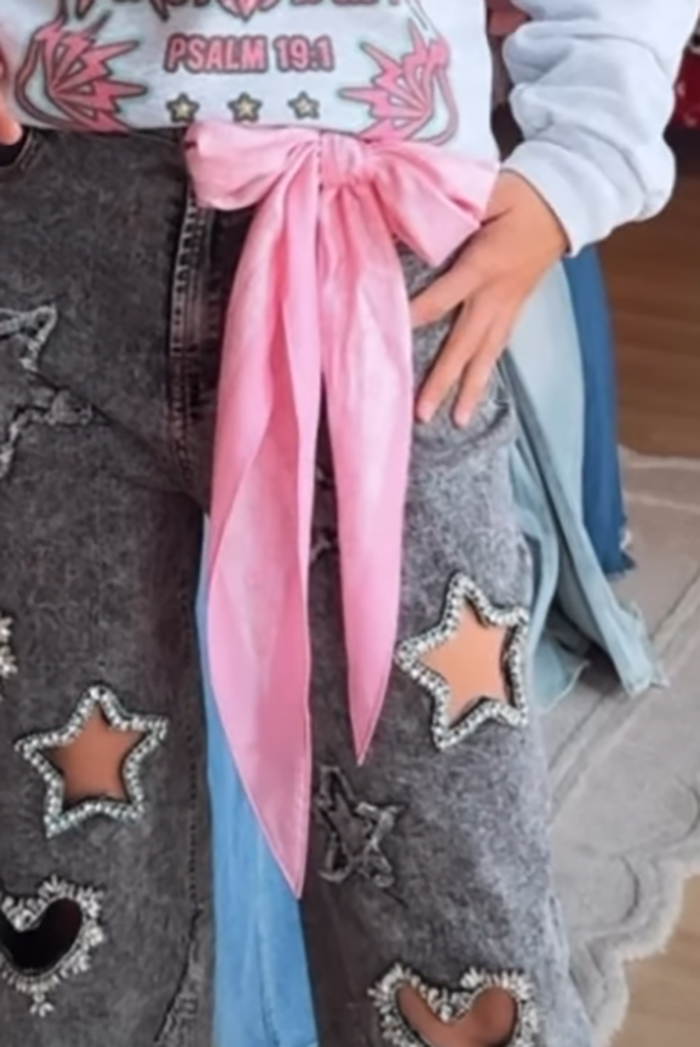Pink Bow Sash Scarf