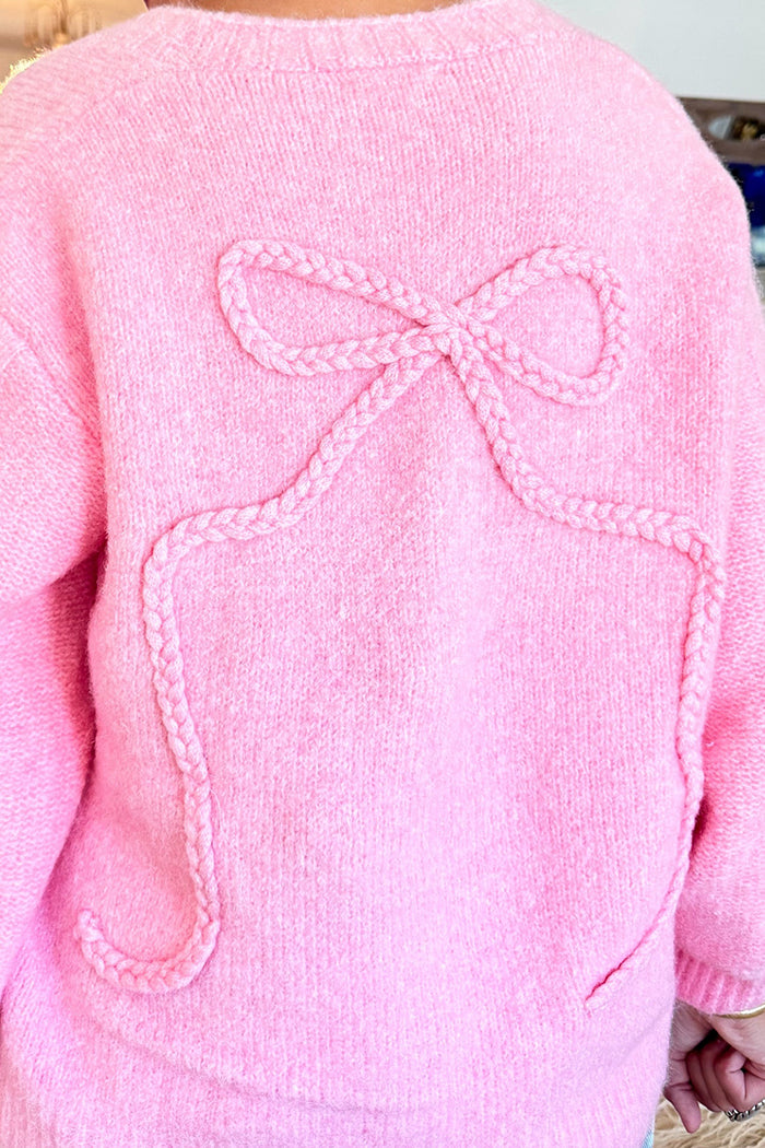 Pink Braided Bow Caridgan