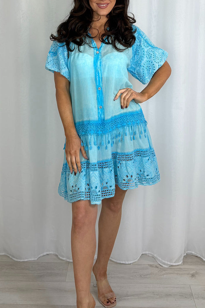 Eyelet Embroidery Swing Dress