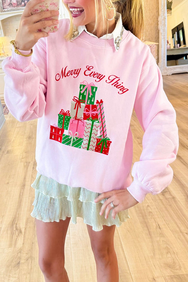 Merry Every Thing Pink Sweatshirt