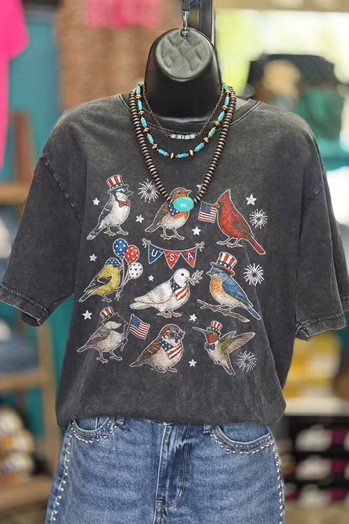 Patriotic USA Birds Graphic Tee