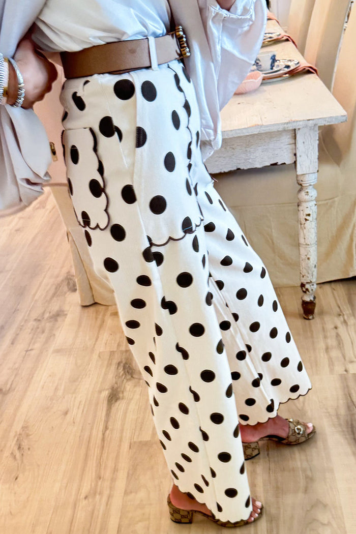 Polka Dot Scallop Hem Pants