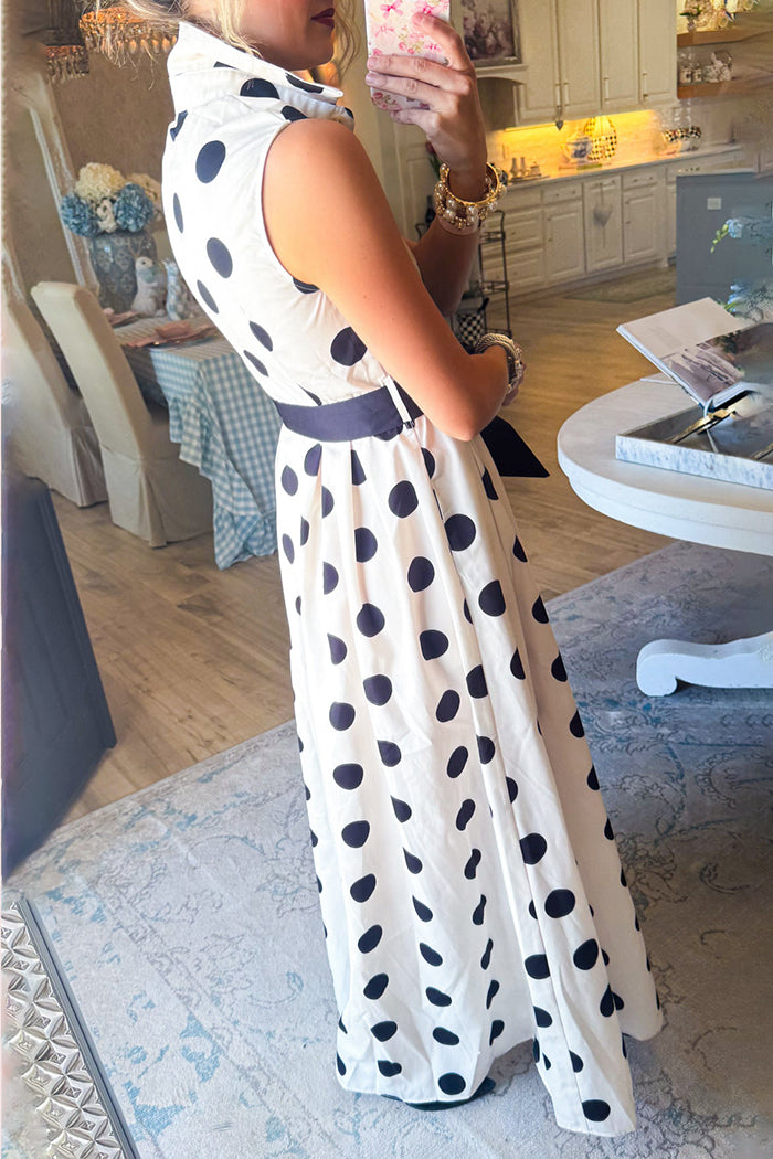 Black Polka Dot Belted Shirt Dress
