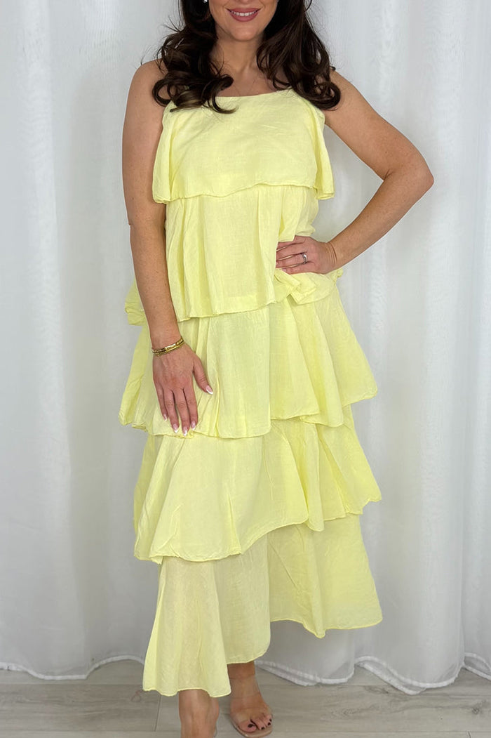 Casual Ruffle Adjustable Strap Maxi Dress