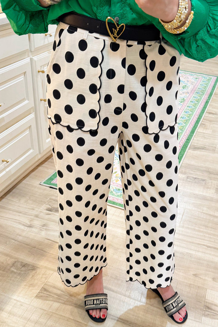 Polka Dot Pocket Wide Leg Pants