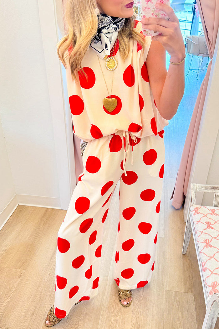 Polka Dot Sleeveless Pant Set