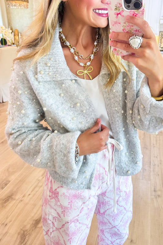 Pearl Embellished Sweater Cardigan