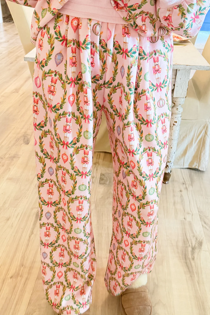 Pink Nutcracker Wreath Pant Set