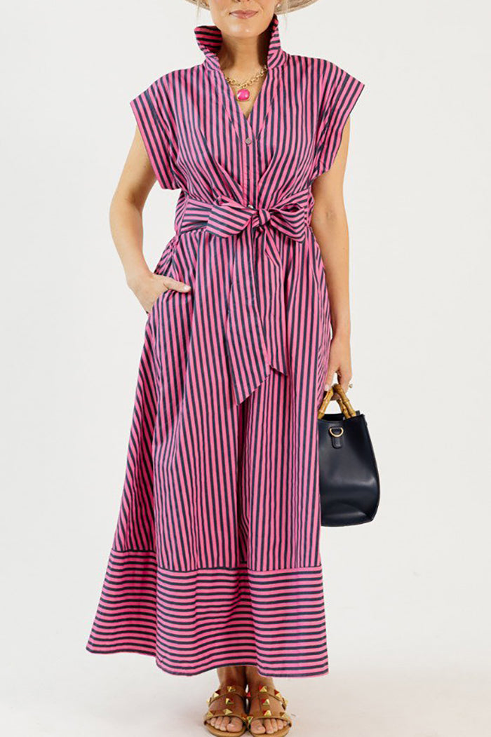 Tie Waist Stripe Maxi Dress