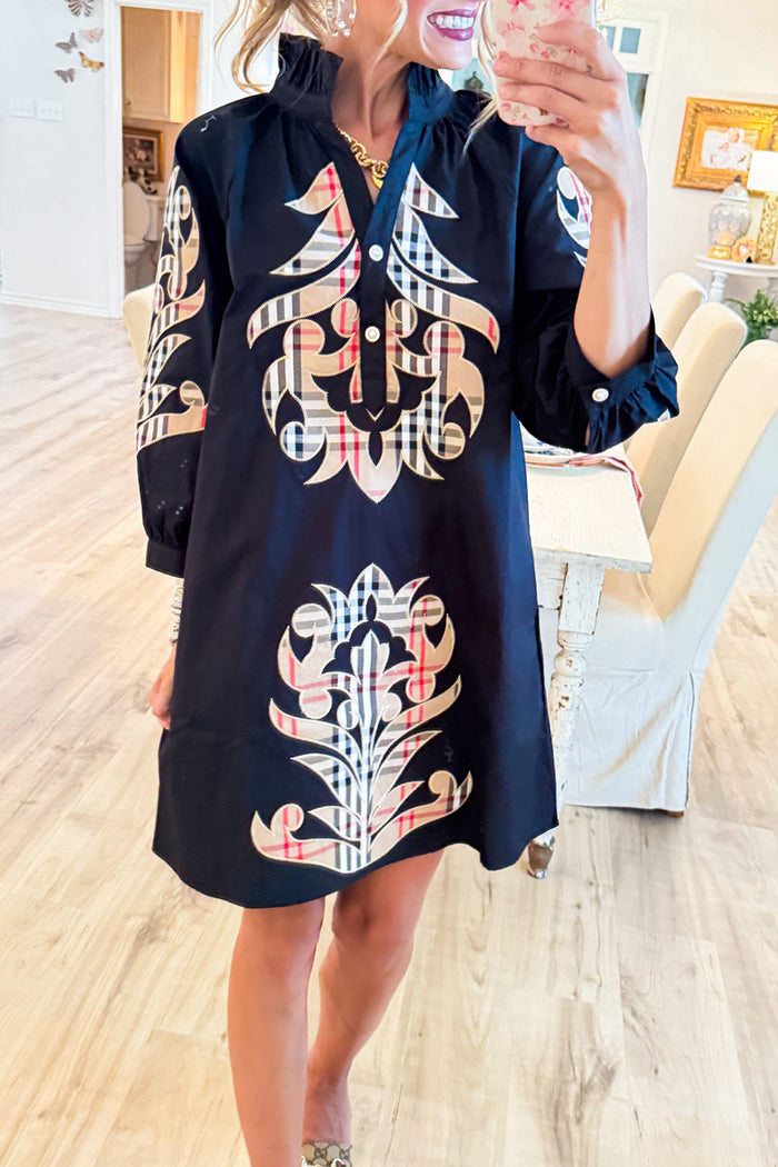 Black and Taupe Accent Dress