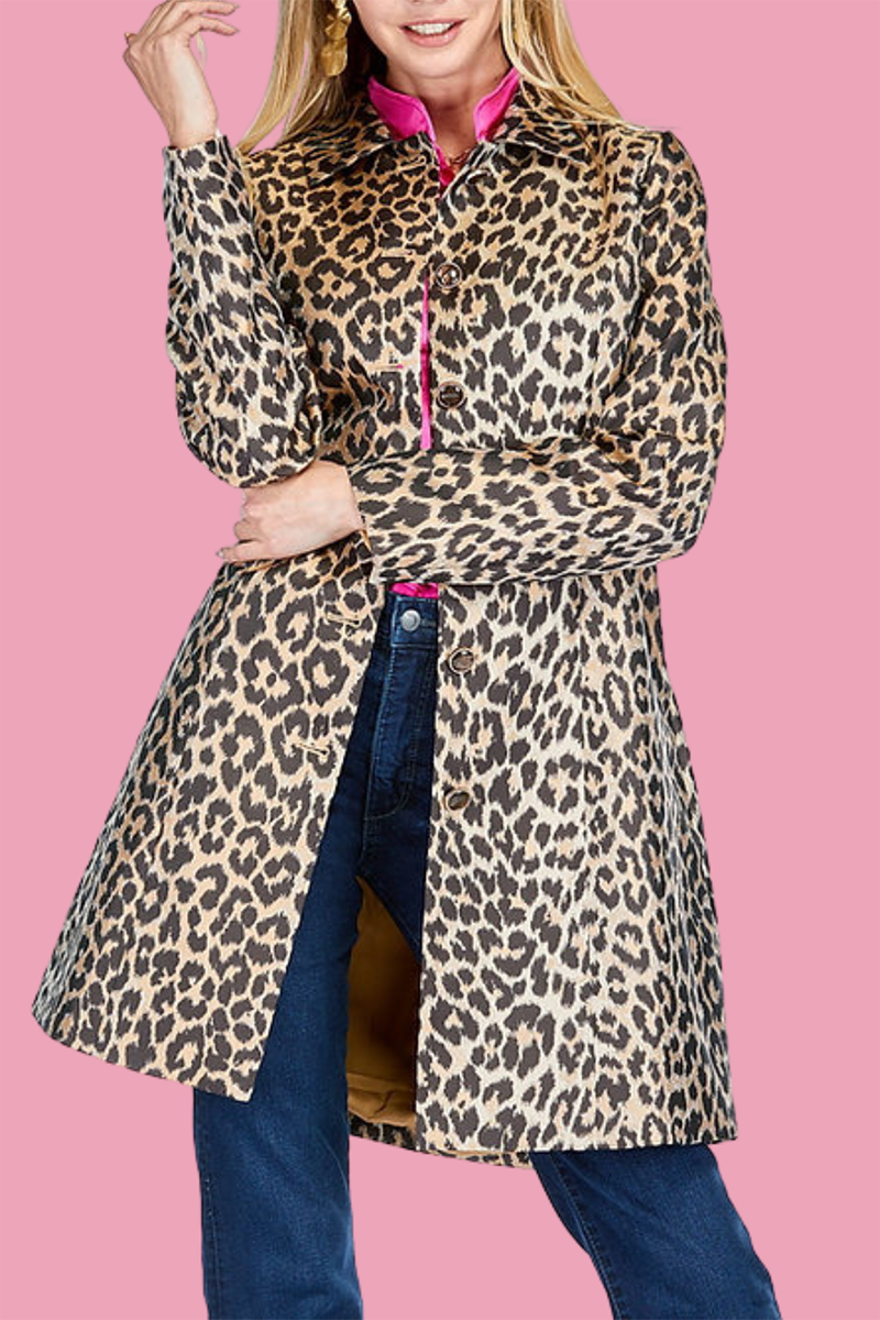 Leopard Mid Length Coat