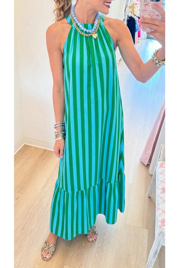 Casual Striped Halter Dress