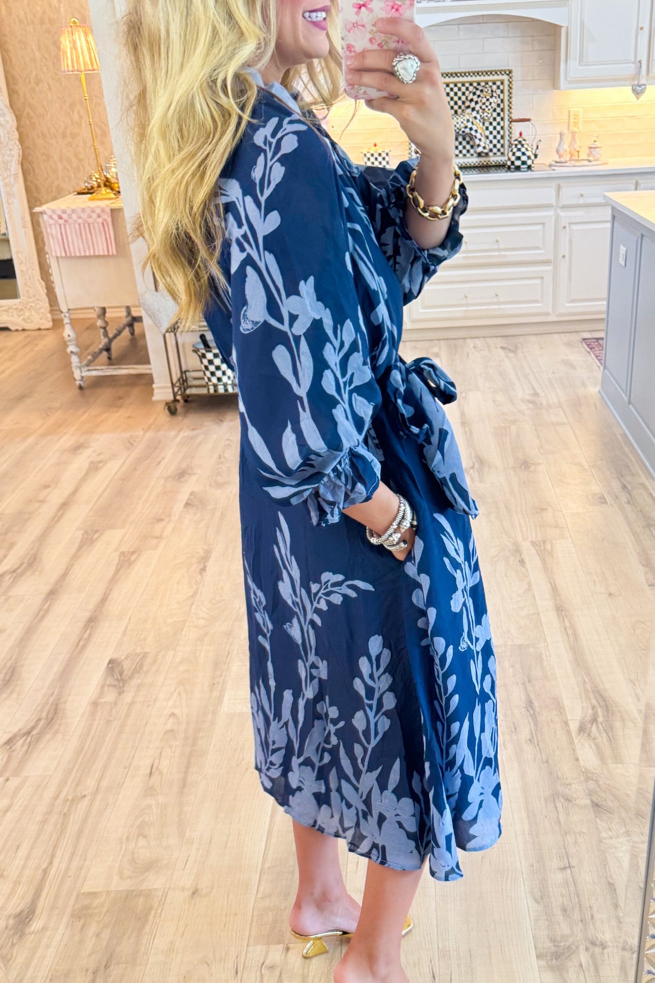 Ruffle Cuff Sleeve Pocket Dress