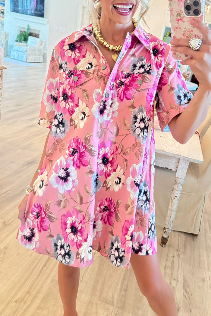 Multi Floral A-Line Pockets Dress