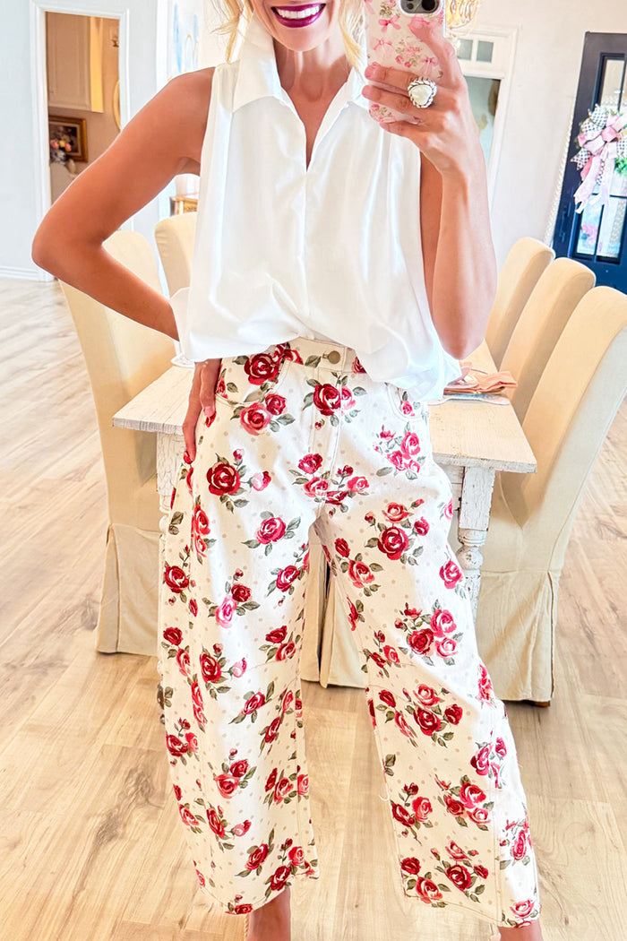 Ivory Sleeveless Collared Bubble Hem Top