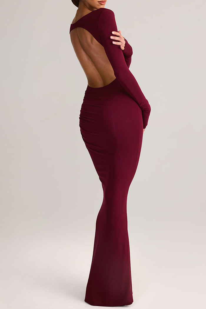 Ruched Backless Maxi Dress