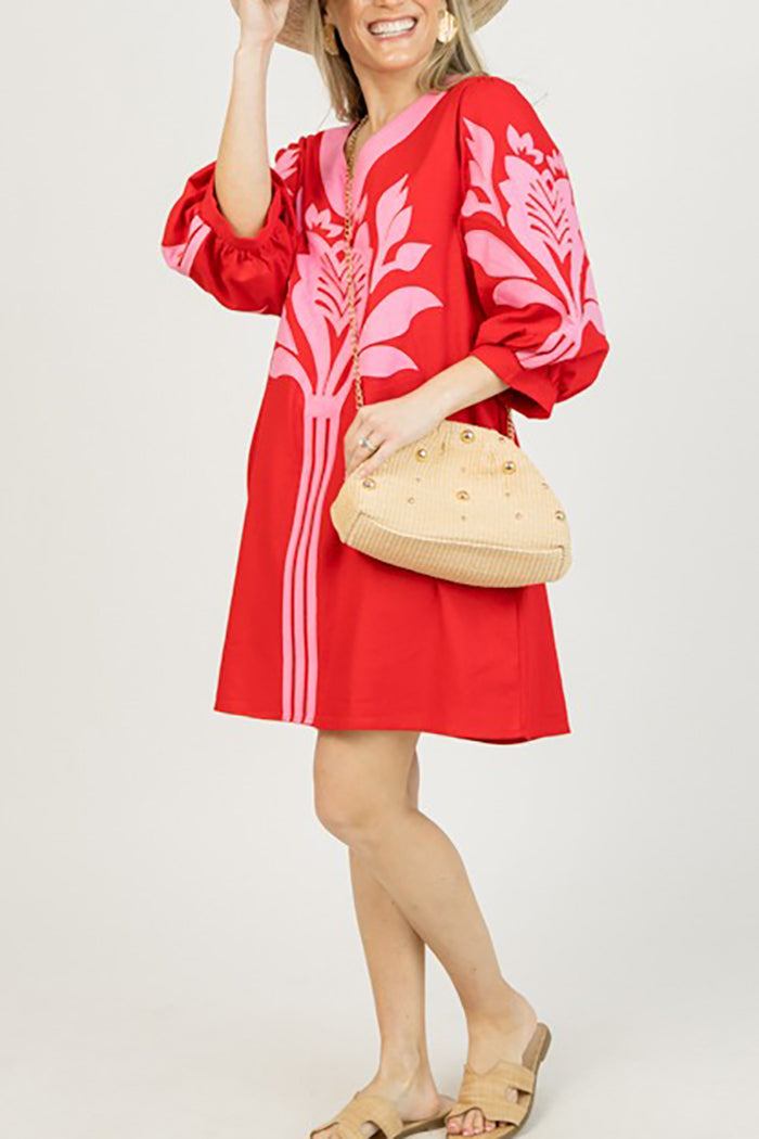Balloon Sleeve Floral Dress