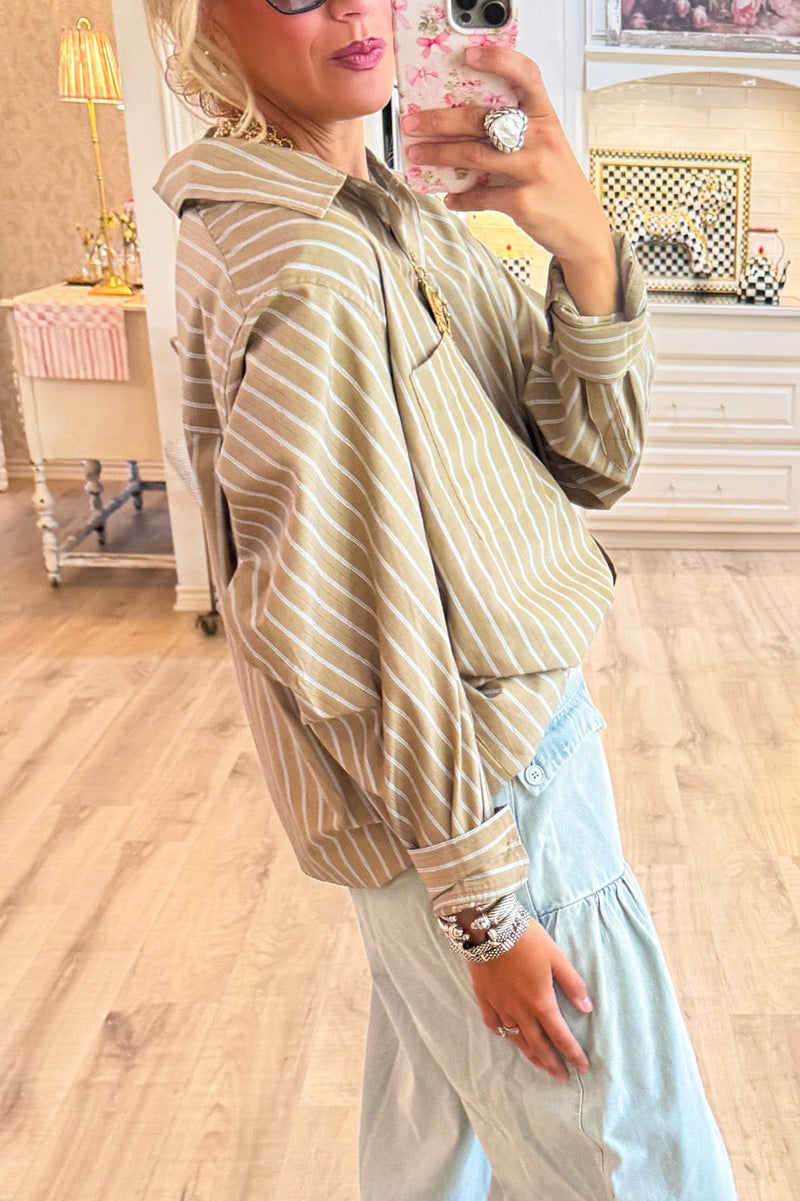 Casual Button Down Stripe Top