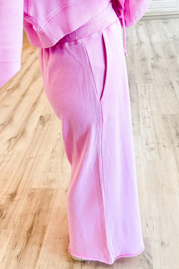 Pink Rib Matching Pant Set
