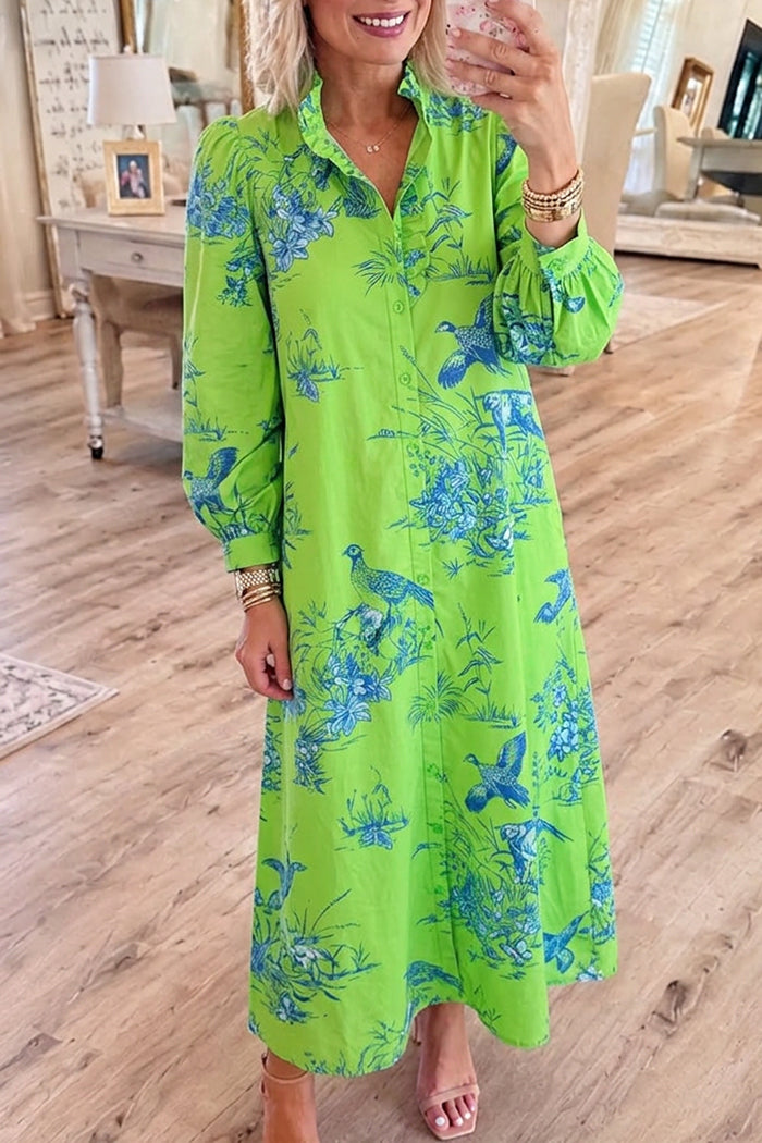 Long Sleeve Print Shirt Dress