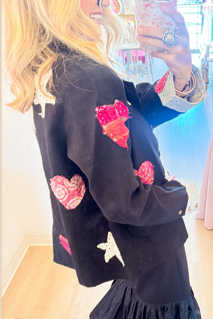 Patchwork Long Sleeve Pocket Blazer