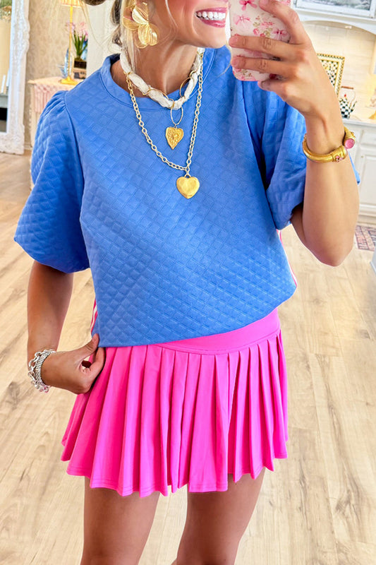Quilted Contrast Band Top