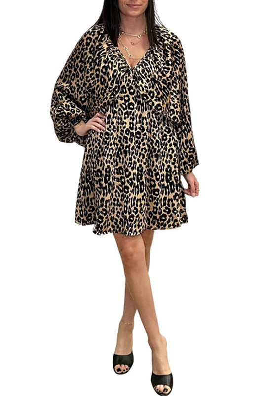Casual Leopard Satin Dress