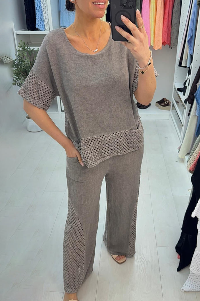 Crochet Trim Casual Co-Ord Set