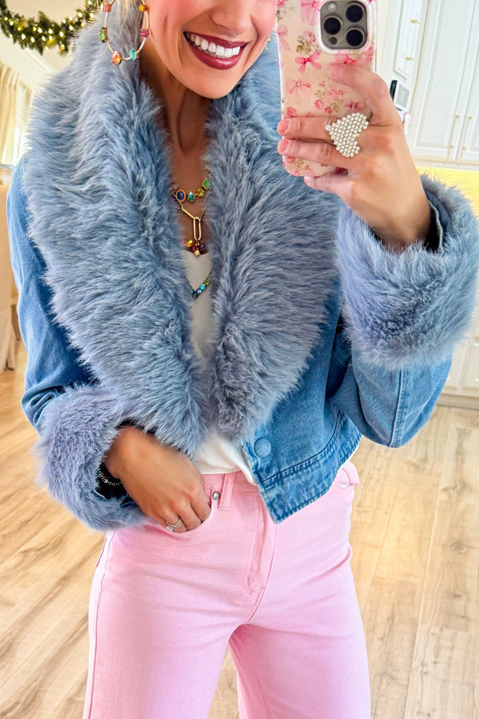 Casual  Fur Collar Cropped Jacket