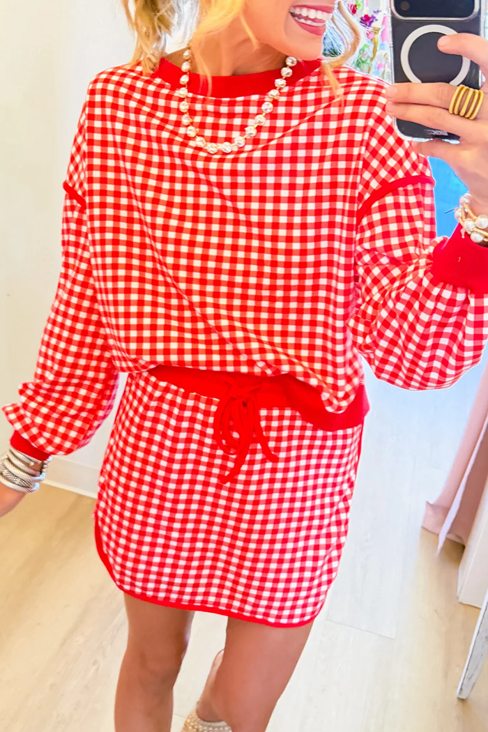 Red Gingham Skort Set