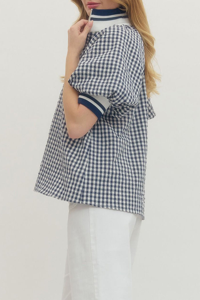 Gingham Puff Sleeve Top