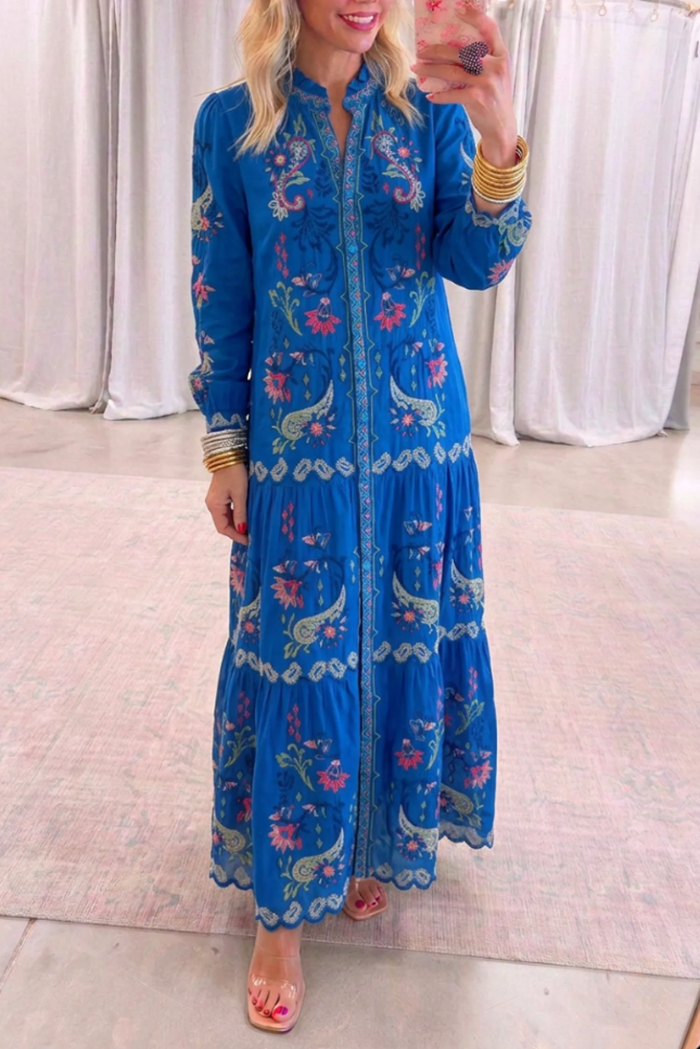 Casual Floral Print Midi Dress