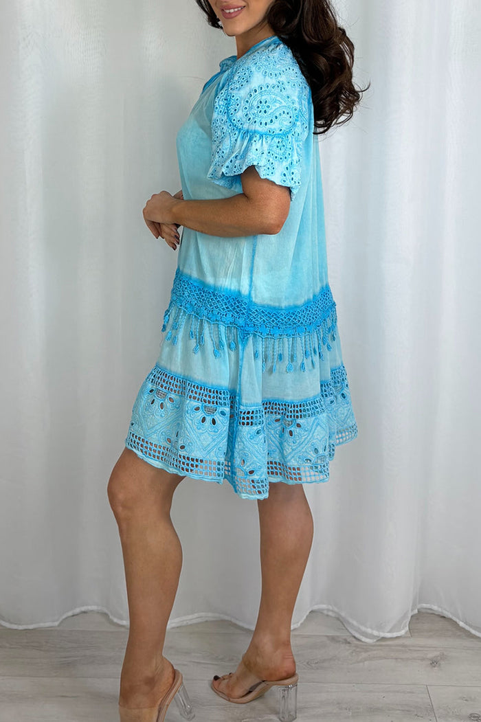Eyelet Embroidery Swing Dress