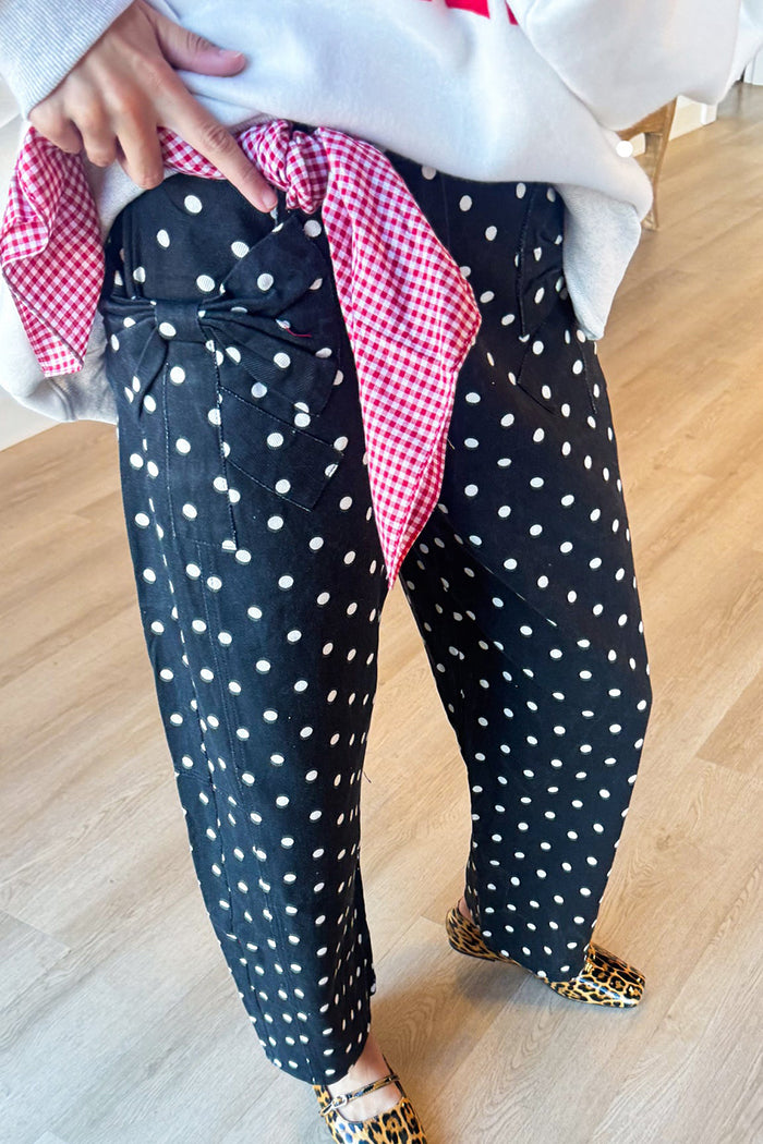 Black Polka Dot Bow Pants