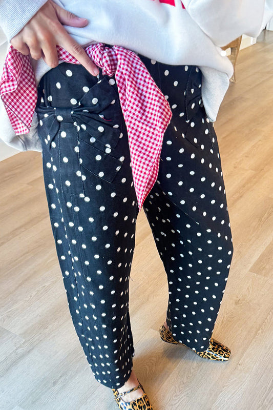Black Polka Dot Bow Pants